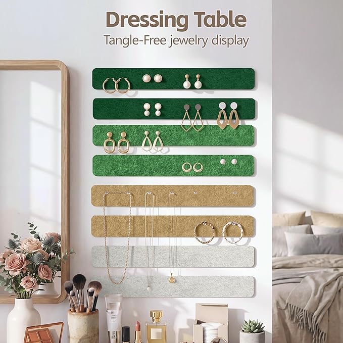 Cork Board for Walls - 8 Pack Felt Pin Board Bar Strips - Self-Adhesive Lightweight Bulletin Board - Cork Board for Office with 40 Push Pins No Damage for Wall