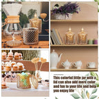 Aoriher 4 Pcs Crystal Glass Candy Jar Set with Lids Home Decorative Storage Jars for Apothecary, Bathroom, Kitchen, and Pantry, Ideal for Cotton Swabs and Jewelry(Medium,Amber)
