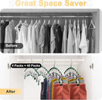 Legging Organizer for Closet, Metal Yoga Pants Hangers 4 Pack w/10 Clips Holds 40 Leggings, Space Saving Hanging Closet Organizer w/Rubber Coated Closet Organizers and Storage, Green