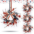 4 PCS Mini 4th of July Patriotic Kitchen Cabinet Wreaths Small Red White and Blue Floral Swag Wreath for Front Door with Forsythia Flowers Independence Day Hanging Wreaths for Memorial Day Porch Wall