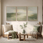 Large Framed Sage Green Abstract Landscape Wall Art for Living Room, 3 Piece Modern Canvas Prints Paintings Artwork for Walls, Nature Rustic Pictures Wall Decor for Bedroom Farmhouse Office 24x36 In