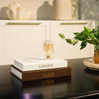 Decorative Books with Storage (Dark Brown/Beige) – Set of 2 Faux Linen Book Boxes with Gold Stamped Covers – Enhance Your Coffee Table, Bookshelf – Hidden Storage for Photos, Keepsakes, and Jewelry