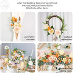 Odouzy Artificial Wedding Arch Flowers for Wedding Sign,Set of 2 for Wedding Welcome Ceremony Sign,Faux Floral Swags,Wedding, Banquet and Reception Backdrop Floral Decoration (Orange)
