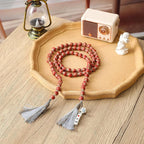 Farmhouse Ceramic Beads 50in Handcrafted Colors Bead Garland with Tassels Rustic Decor Prayer Boho Beads Big Wall Hanging and Coffee Table Decor Red Bead