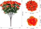 HyeFlora Artificial Faux Outdoor Outside Flowers Plants For Spring Decor, Fake Silk Orange Camellia UV Resistant Look Real for Autumn Planter Front Door Porch Patio Balcony Decoration, 3 Large Bundles