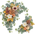 Odouzy Artificial Wedding Arch Flowers for Wedding Sign,Set of 2 for Wedding Welcome Ceremony Sign,Faux Floral Swags,Wedding, Banquet and Reception Backdrop Floral Decoration (Coffee Orange)