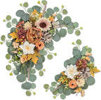 Odouzy Artificial Wedding Arch Flowers for Wedding Sign,Set of 2 for Wedding Welcome Ceremony Sign,Faux Floral Swags,Wedding, Banquet and Reception Backdrop Floral Decoration (Coffee Orange)