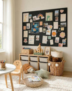 Aothia 12-Pack Felt Bulletin Board Tiles 48"x36", Modular Pin Board for Smooth Walls, Cork Board Alternative for Notes & Photos, 0.35" Thick, 70 Adhesive Tabs & 40 Pins, Black