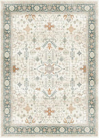 Lessymo Area Rugs for Living Room, Soft Non Slip 5x7 Washable Rug for Bedroom Dinning Nursery Room Office, Kids & Pets Friendly, Stain Resistance Vintage Floral Tribal Decor, Cream Green