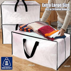 Cosy Family 4 Pack Heavy Duty Extra Large Moving Bags with Backpack Straps - Strong Handles & Zippers, Storage Totes For Space Saving, Fold Flat, Alternative to Moving Box (Set of 4, Clear)