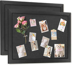 AKTOP Black Cork Board Bulletin Board with Linen 18" X 24", Large Framed Corkboard for Wall, Hanging Pin Board Picture Board for Home Office Decor, Cute Vision Board with Pushpins, 2 Pack