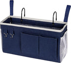 Bedside Storage Caddy/Bedside Hanging Storage Bag for Headboards Bunk Beds Dorm Rooms Book Phone Magazine Holder (Navy Blue)