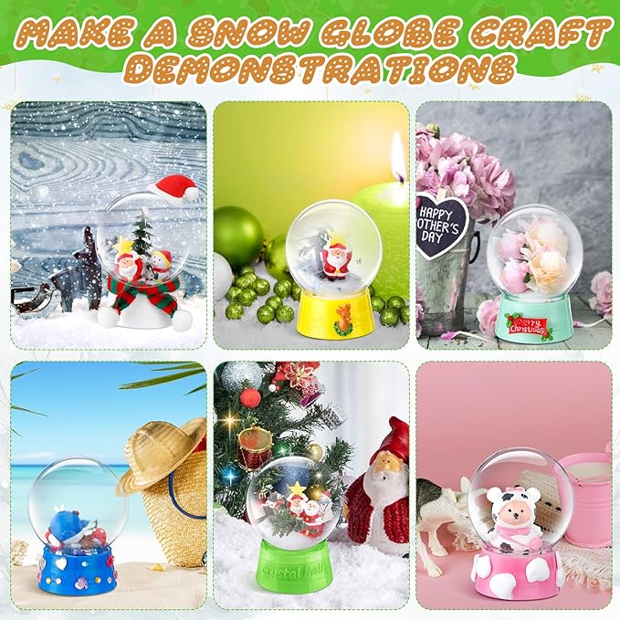 Mifoci 24 Pcs 4 Inch Empty Snow Globe Clear Fillable Water Globe with Screw Off Cap Empty Valentines Day Plastic Snow Case for DIY Crafts Home Decoration Display Plant