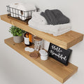 BAOBAB WORKSHOP Natural Wood Floating Shelves for Wall 30 Inches Long, Solid Wooden Shelf Large, Bathroom Shelves for Room Wall Mounted Kitchen Farmhouse, Oak Floating Shelf, 30W × 6.7D, Set of 2