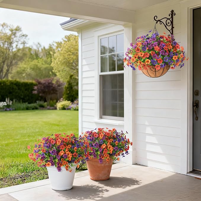 Artificial Flowers for Outdoors, 12 Bundles Multicolor Silk Fake Flower for Spring Summer Decoration, UV Resistant No Fade Artificial Outdoor Plants for Home Planter Porch Patio Yard Decor