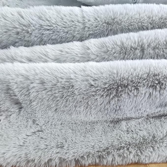 Ghouse Soft Faux Sheepskin Fur Rug 2x4 Grey Fluffy Bedside Rugs Plush Rug Shag Nursery Carpet Area Rugs for Living Room Bedroom Playing Room Decor