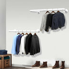 WEBI Clothing Rack Wall Mount White,24" Industrial Pipe Clothes Rack for Hanging Clothes,Heavy Duty Iron Garment Rack Bar,Retail Display Clothes Rod for Closet,Laundry Room