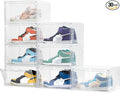 Attelite 8 Pack Shoe Boxes Clear Plastic Stackable, Upgrade Large Shoe Storage Organizer Containers with Magnetic Door for Display Sneaker, Easy Assembly