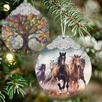 Christmas Ornaments - Stained Glass Christmas Decor - Horse Ornaments for Christmas Tree - Christmas Tree Ornament - Gifts for Friends, Coworker - Xmas Gift Ideas - Gift Exchange