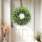 26In Artificial Boxwood Wreaths for Front Door,Boxwood Spring Summer Door Wreath,Artificial Greenery Wreath, Hanging for Home Porch Farmhouse Window Wedding Party Decor All Year Round Indoor Outdoor