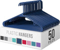 Plastic Hangers 50 Pack Navy - Clothes Hangers - Makes The Perfect Coat Hanger and General Space Saving Clothes Hangers for Closet - Percheros Ganchos para Colgar Ropa Hangars