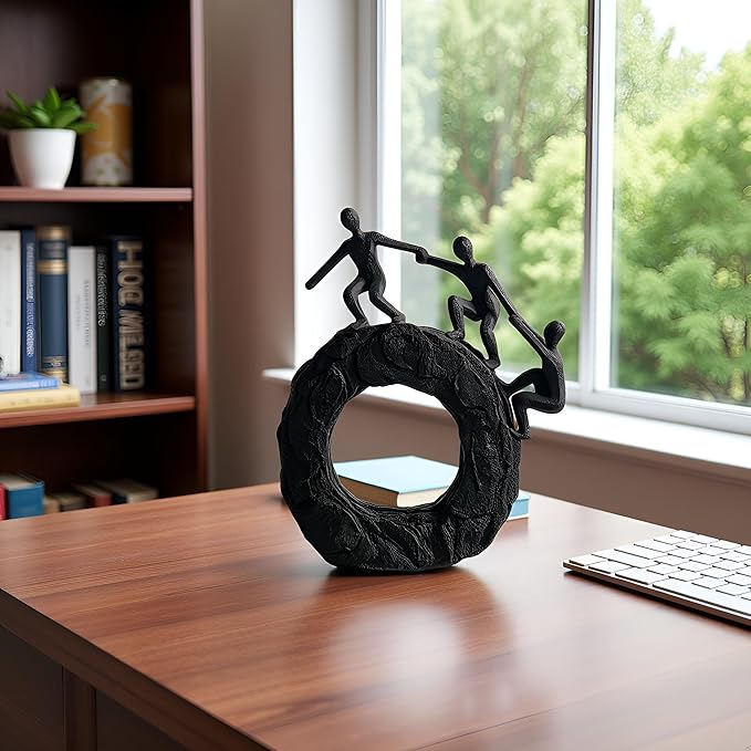 Abstract Sculptures - Living Room and Office Dynamic Climbing Wall Character Decoration, Black Statue 7x8x1.5 inches Elegant Black Home Decoration Gift Creativity