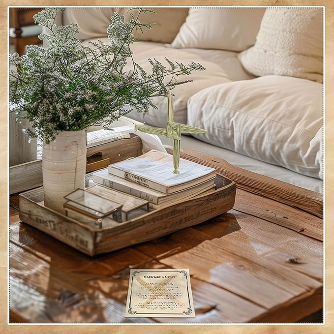 Bucherry St. Brigid's Wall Cross Decor Irish Gift Cross with History Card for Irish Blessing Gift for Celtic Imbolc Decor(Classic Style,12 in,Green)