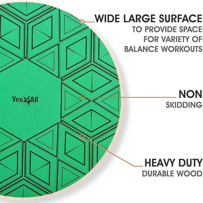 Yes4All Versatile Wooden Wobble Balance Trainer Board with 360 Degree Rotation