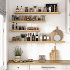 Vivelove 10" Deep Floating Shelves with Invisible Brackets, 55" Wall Shelves for Bathroom Bedroom Kitchen Living Room Laundry Room, Modern Rustic Shelves for Home Decor, 55"x10.2"x1.5", Set of 2, Oak