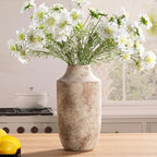 Mitt&Ditt Ceramic Flower Vase, 12.5 inch Tall Off-White Vase, Large Decorative Terracotta Vases, Farmhouse Rustic Pottery Vases for Home Decor, Living Room, Table