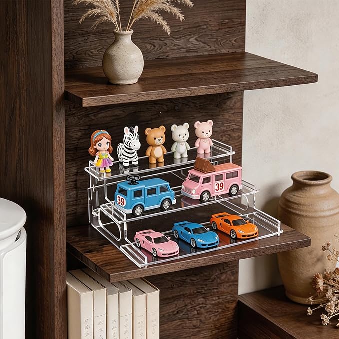 Clear Acrylic Display Risers – 3-Tier Shelf Stand for Cupcakes, Perfume, Figures, Collectibles & Desserts – Decorative Organizer for Party, Vanity, or Retail Display(Small)