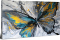 Abstract Butterfly Wall Art Teal Grey Yellow Butterfly Wall Decor Modern Marble Textured Canvas Poster Luxury Fluid Pictures Watercolor Neutral Artwork Living Room Bedroom Home Decoration 29.53x57.87"