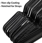 Tosnail 50 Pack 16-Inch Stainless Steel Wire Metal Hangers, Non-Slip Hanger, Space Saving Closet Clothes Hangers - Black