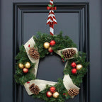 2 Pack Candy Cane Wreath Hangers for Front Door,Christmas Decoration Metal Over The Door Wreath Hanger Ornament,Door Wreath Hanger