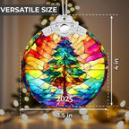 2025 Christmas Ornaments, Christmas Tree Ornaments Acrylic, Faux Stained Glass Effect White Elephant Gifts Exchange, Unique Suncatcher Xmas Stocking Stuffers for Women, Men (Tree)
