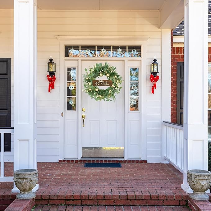 WreathDream 20 inch Artificial Christmas Wreath Winter Wreath for Front Door with Champagne Gold Berry,Christmas Balls for Front Door Farmhouse Indoor Outdoor Holiday Home Decor