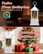 Christmas Tree Snow Globe Light up Lantern with 8 Songs, 10.8" White Rotating Electric Christmas Snow Globes for Kids Adults, 6H Timer & Dual Power, Snowglobes Christmas Decorations Indoor Gifts