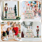 Lineshading 4 Pcs Christmas Table Decorations Wooden Nutcracker Fairy Ballet Merry Christmas Table Centerpiece Decorative Soldier Fairy Ballet Block Signs Gift for Xmas Home Kitchen Tier Tray Decor