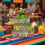 Yuntau 4 Pcs Mexican Fiesta Party Decorations Wooden Cinco De Mayo Tabletop Decor Lets Fiesta Tiered Tray Decor Rustic Wood Block Sign Gift Farmhouse Mexican Centerpieces Portable Shelf Home Office