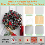 Wreath Hangers for Front Door, Wreath Hanger for Halloween Christmas Easter Decorations, Welcome Sign for Front Door, Large Adhesive Wall Hooks for Hanging Heavy Duty, Over The Door Hooks Organizer