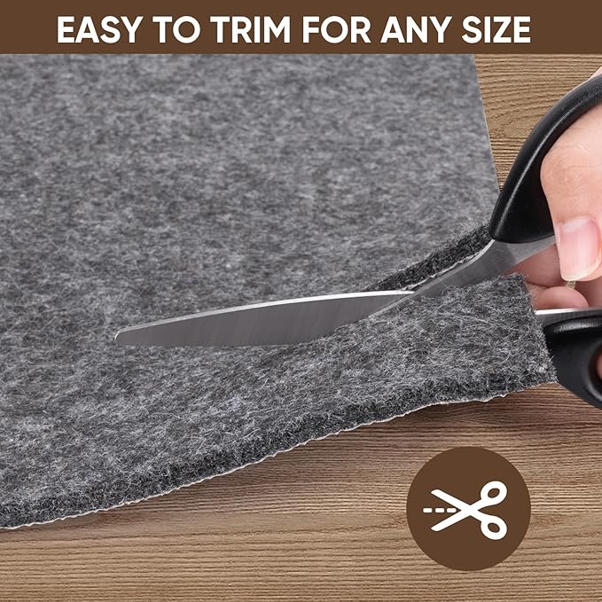 BALEINE Felt Non Slip Rug Pads, Extra Large 1/8" Thick Felt and Rubber Backing, Shock Absorbing Carpet Pad for All Carpets and Hardwood Floors (8x10 Ft)