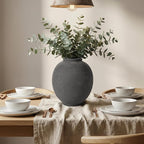 Black Ceramic Large Vase - 9.84 Inch Round Modern Ceramic Vases,Tall Vase for Decor Living Room Table Decor and Festive Home Interiors