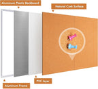 maxtek Large Cork Board 60 x 36 in, Bulletin Board for Walls, 5'x 3' Extra Aluminum Framed Corkboard, Foldable Wall Mounted Back to School Pin Memo Notice Cork Board for Office, Home Wall Display