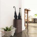 PEMAR Wicker Umbrella Holder Indoor Outdoor, Decorative Hand Woven Umbrella Stand Rack for Home, Entryway Rustic Farmhouse Multipurpose Narrow Tall Basket (Brown)
