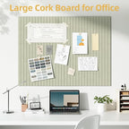 Large Cork Board for Wall 48" x 60" Sage Bulletin Board with Safe Removable Adhesive Squares for Pictures Photos, Alternative CorkBoard Felt Pin Boards Tiles for Office Classroom Wall Decor - 20 Pack