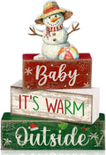 Lineshading 4 Pcs Summer Christmas in July Table Decoration Wooden July Summer Table Centerpiece Christmas Party Supplies Snowman Flamingo Palm Tree Beach Party Decorations Holiday Xmas Supplies