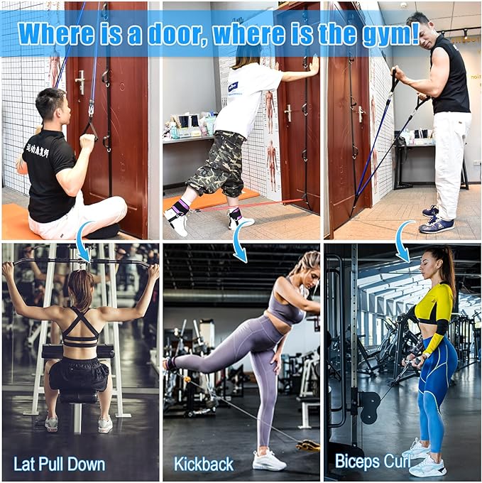 Brebebe Door Anchor Strap for Resistance Bands Exercises, Multi Point Anchor Gym Attachment for Home Fitness, Portable Door Band Resistance Workout Equipment, Easy to Install, Punch-Free, Nail-Free