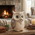Smadeer Owl Statue for Home Decoration for Shelf Bookshelf OfficeTable Indoor Decor Accents Adorable Big Eye Owl Statues and Sculptures Animal Owls Gift for Bird Lover Cute Figurine