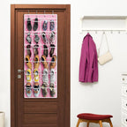 Simple Houseware 24 Pockets Large Clear Pockets Over The Door Hanging Shoe Organizer, Pink (56" x 22.5")