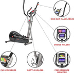 Sunny Health & Fitness Elliptical Exercise Machine, Silent Training, Long Stride Full Body Workout, Adjustable Resistance, Pulse Sensor, SunnyFit App via Bluetooth, Electric or Manual